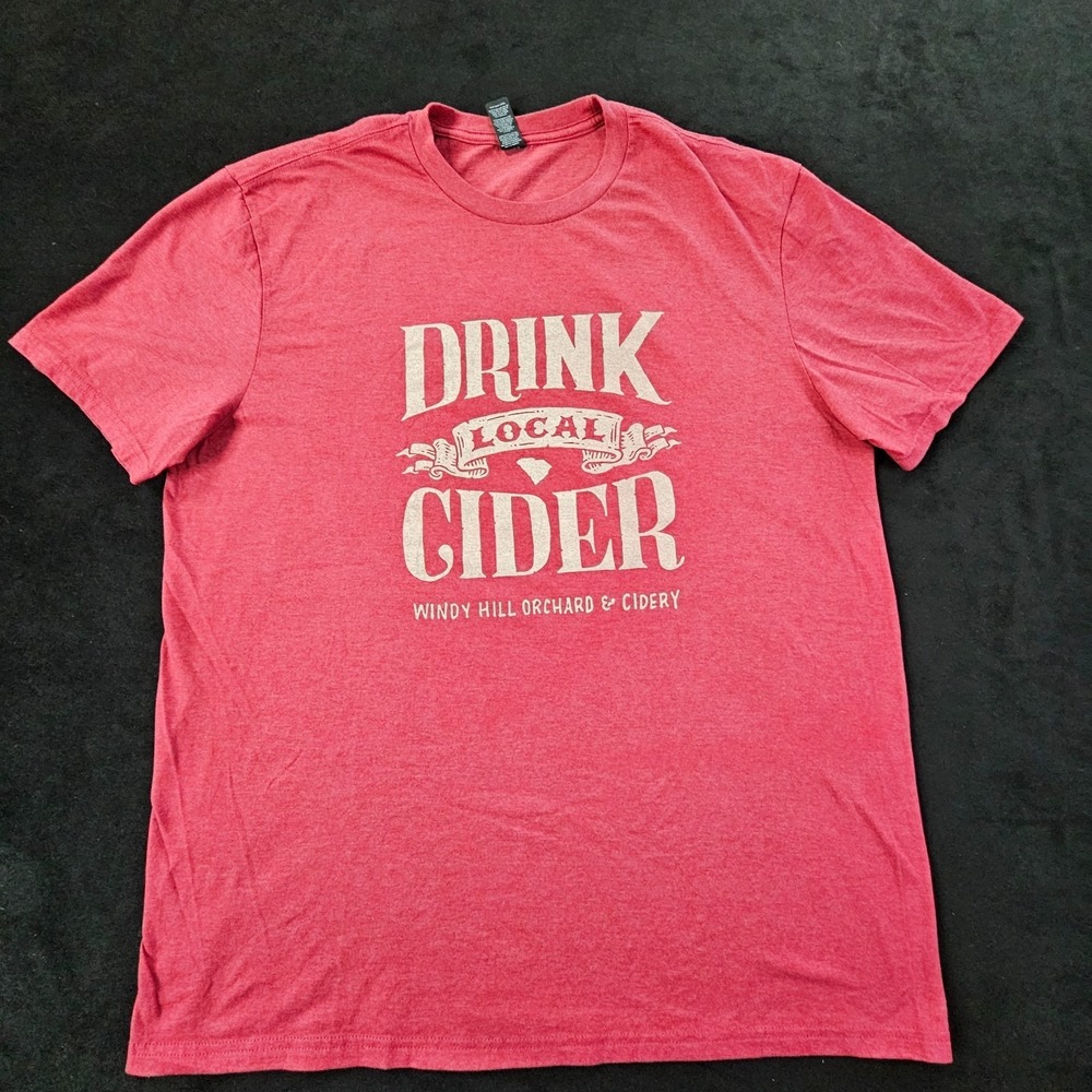 Windy Hill Orchard & Cidery Red Short Sleeve Cotton Blend T-Shirt Men's XL